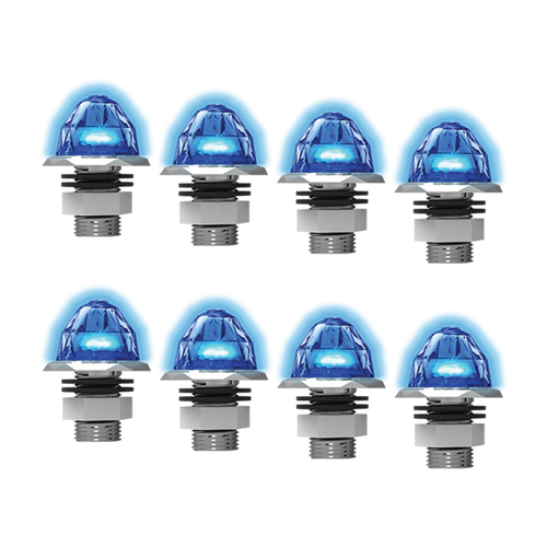 3/4" Jewel Style Mini Watermelon Hero LED Light - Blue Light / Clear Lens, 8 Pack
