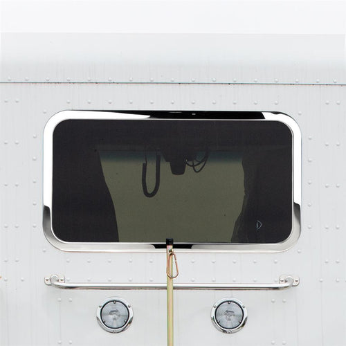 Stainless Rear Sleeper Window Trim fits Peterbilt 