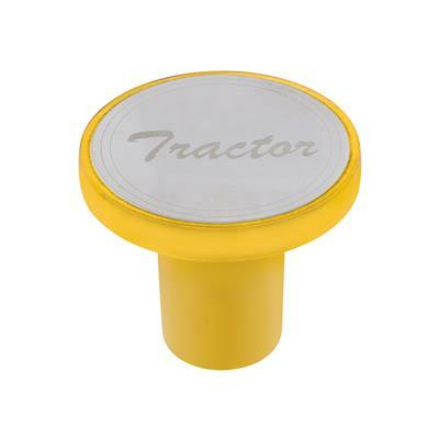 "Tractor" Aluminum Screw-On Air Valve Knob w/ Stainless Plaque - Electric Yellow