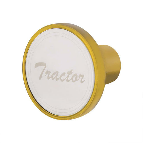 "Tractor" Aluminum Screw-On Air Valve Knob w/ Stainless Plaque - Electric Yellow