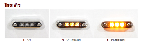 Stainless Steel Mirror Mount Side Signal Light LED Brackets (Red/Amber) - 3 Wire