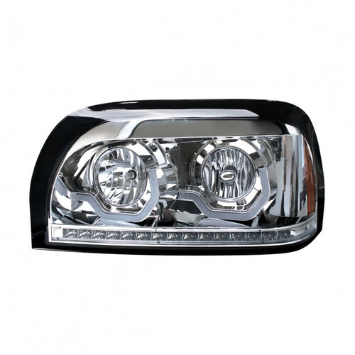 Chrome Headlight With LED Turn Signal & Light Bar For 1996-2010 Freightliner Century
