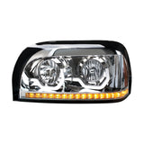 Chrome Headlight With LED Turn Signal & Light Bar For 1996-2010 Freightliner Century