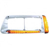 14 LED Headlight Bezel With Turn Signal For 1989-2009 Freightliner FLD120- Driver - Amber LED/Amber Lens