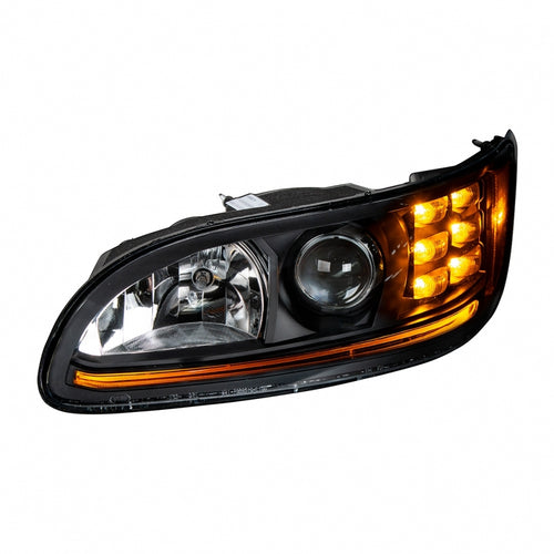 "Blackout" Projection Headlight With LED Turn & Position Light for 2005-2015 Peterbilt 386- Driver