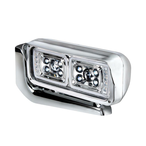10 High Power LED "Chrome" Projection Headlight Assembly With Mounting Arm Fits Peterbilt