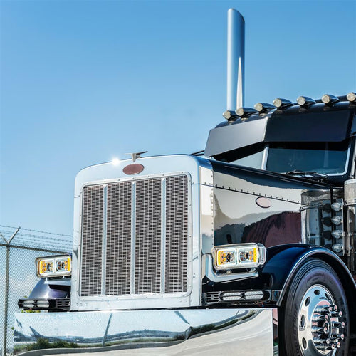 10 High Power LED "Chrome" Projection Headlight Assembly With Mounting Arm Fits Peterbilt