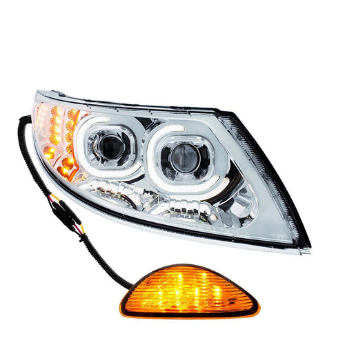 Chrome LED Projector Headlight With Rear Facing Turn Signal For International Durastar 2002-2018 - Passenger