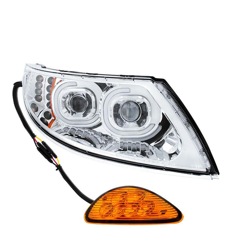 Chrome LED Projector Headlight With Rear Facing Turn Signal For International Durastar 2002-2018 - Passenger