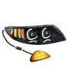 Black LED Projector Headlight With Rear Facing Turn Signal For International Durastar 4100/4200/4300/4400/8600 2002-2022 - Passenger