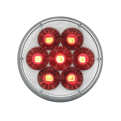 14 LED 4" Round Double Fury (Stop, Turn & Tail) - Red & Blue LED/Clear Lens