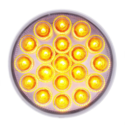 19 LED 4" Round Double Fury (Stop, Turn, Tail) With Warning Light - Red & Amber LED/Clear Lens