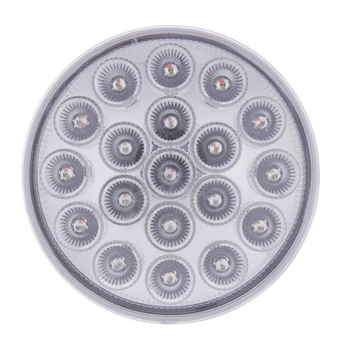 19 LED 4" Round Double Fury (Stop, Turn, Tail) With Warning Light - Red & Amber LED/Clear Lens