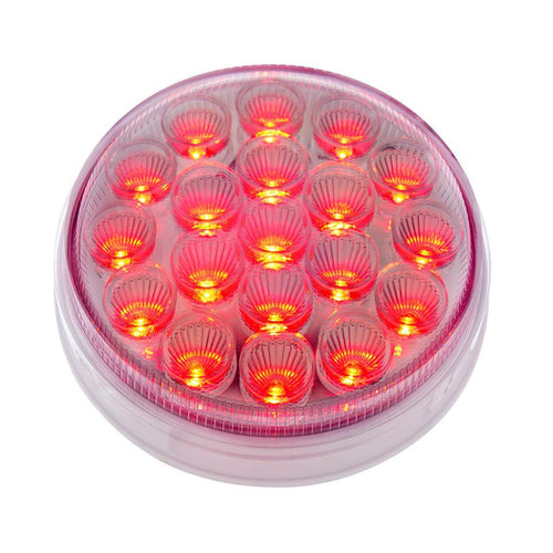 19 LED 4" Round Double Fury (Stop, Turn, Tail) With Warning Light - Red & Amber LED/Clear Lens