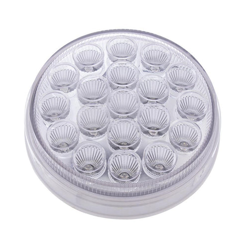 19 LED 4" Round Double Fury (Stop, Turn, Tail) With Warning Light - Red & Amber LED/Clear Lens