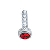 Chrome Short Dash Screw For Freightliner With Red Crystal (2-Pack) 