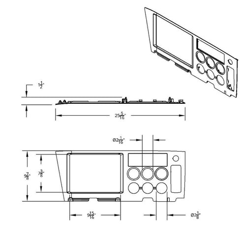 Chrome Center Dash Upper Panel For 2018-2023 Freightliner Cascadia