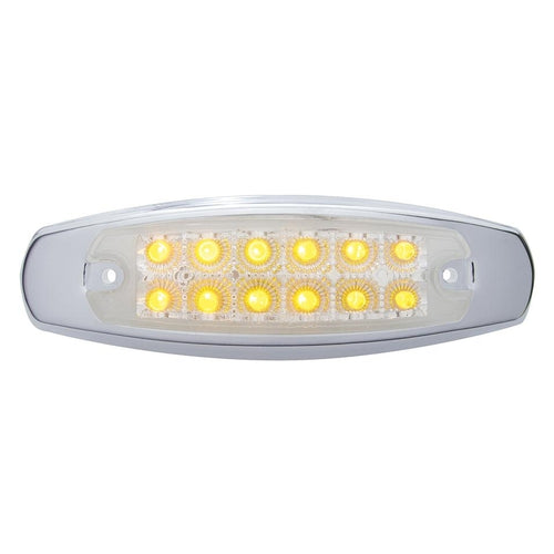 12 LED Reflector Rectangular Clearance/Marker Light - Amber LED/Clear Lens
