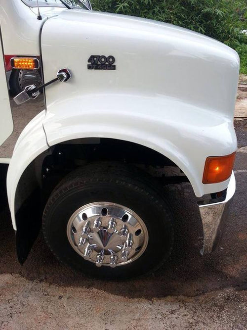 Side 18” Chrome Bumper (International 4700) Wrap Around, W/ Step, Tow & 8 Hidden Light Holes