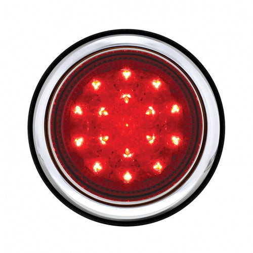 17 LED Chrome Tail Light Assembly with Flush Mount Bezel Red LED/Red Lens