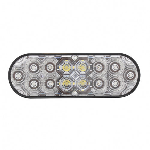 6” Oval Combo Light with 14 LED Stop, Turn & Tail Light & 16 LED Back-Up Light - Red LED/Clear Lens