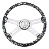 18" 4 Spoke Skull Steering Wheel With Matching Skull Horn Bezel White