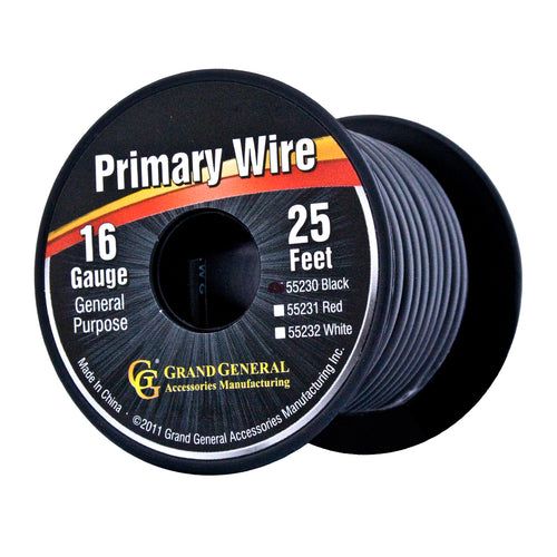 Black Primary Wires In 16 Gauge 25 Ft