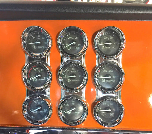 3 Gauge Cluster Bezel With Visor For 2006+ Peterbilt - Vertical