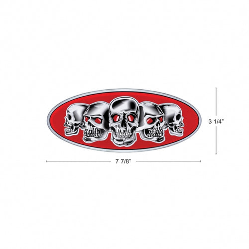 Chrome Die Cast Skull Emblem - Red