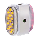 Stainless Steel Double Face Mirror Light Bracket With 13 LED Dual Function Lights - Amber & Red/Clear Lens