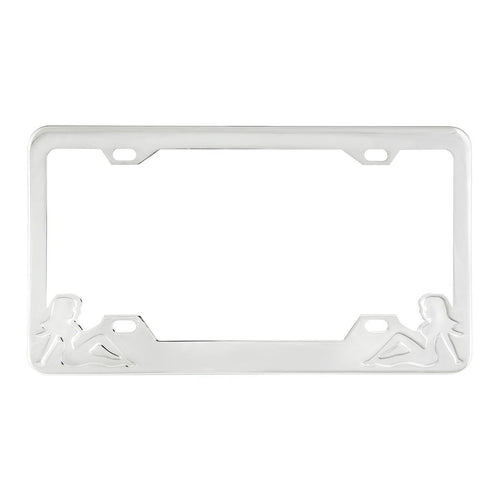 License Plate Frame with Sitting Lady Silhouettes