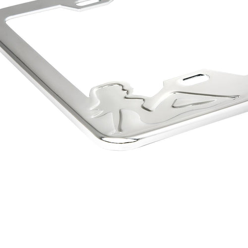 License Plate Frame with Sitting Lady Silhouettes