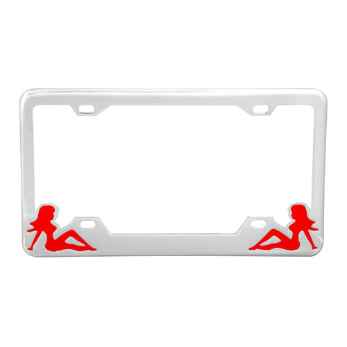 Chrome License Plate Frame with Nudes