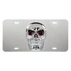 Stainless Steel License Plate with 3D Skull Emblem