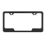 Plain 2-Hole License Plate Frame with Center Cut Matte Black