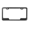 Plain 2-Hole License Plate Frame with Center Cut Semi-Gloss Black