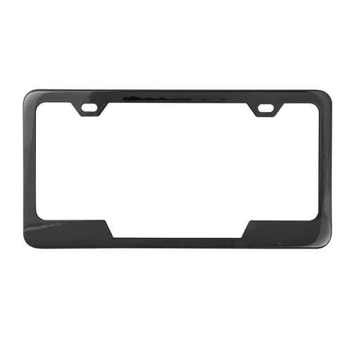 Plain 2-Hole License Plate Frame with Center Cut Semi-Gloss Black