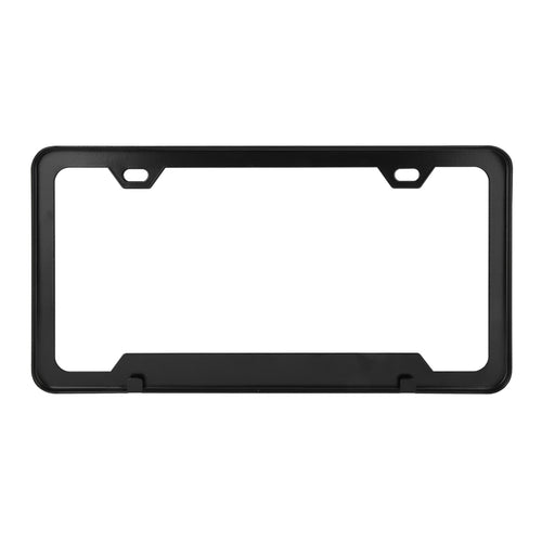 Plain 2-Hole License Plate Frame with Center Raised Matte Black