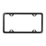 Plain 4-Hole License Plate Frame with Thin Bottom Semi-Gloss Black