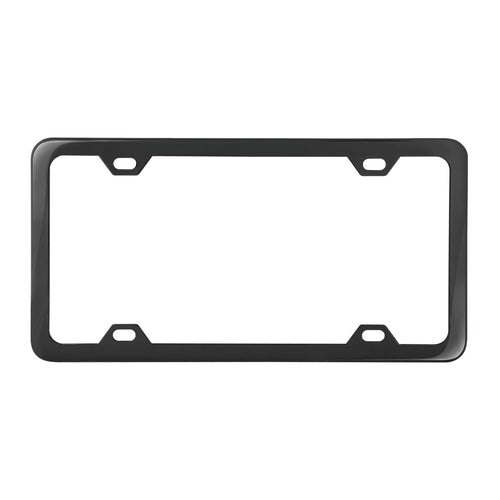 Plain 4-Hole License Plate Frame with Thin Bottom Semi-Gloss Black
