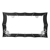 Spider Web License Plate Frame Chrome Die Cast