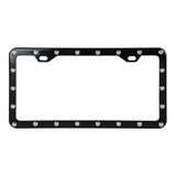 Black Steel With Chrome Rivets License Plate Frame