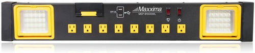 8 Outlet Workshop Power Station with 2 Port USB Outlets and LED Worklight, 1000 Lumens 6000K Maxxima