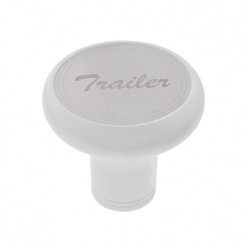 Deluxe Aluminum Screw-On Air Valve Knob With Stainless Trailer Plaque (Pearl White)