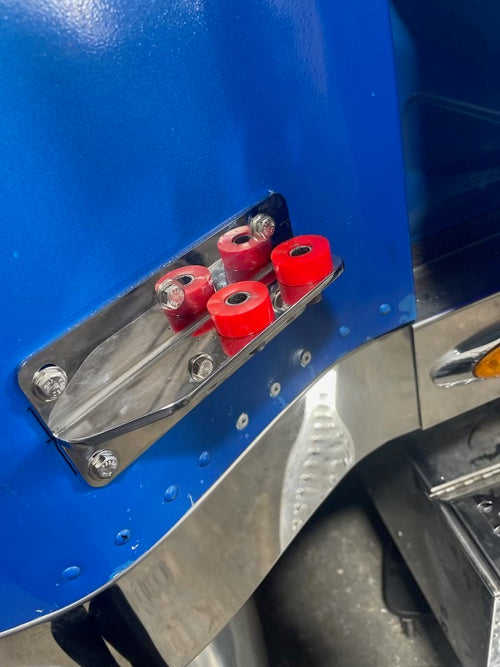 Custom exhaust bracket, fits Kenworth T800 side of cab Stainless Steel