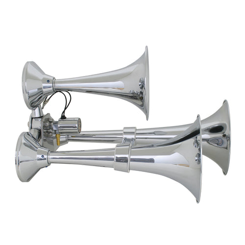 Chrome Heavy Duty Train Horn W/ Stainless Steel L Bracket