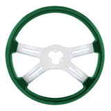 18" Vibrant Color 4 Spoke Steering Wheel - Emerald Green