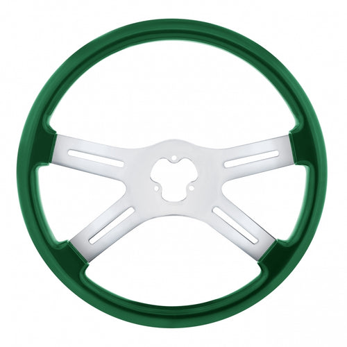 18" Vibrant Color 4 Spoke Steering Wheel - Emerald Green