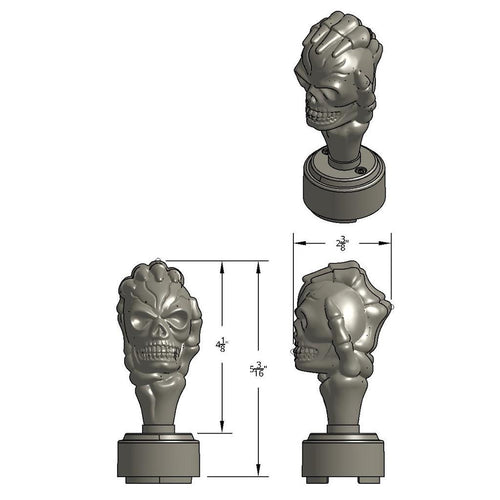 Thread-On Skull Gearshift Knob With 9/10 Speed Adapter - Chrome