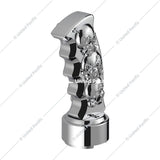 Thread-On Skulls Pistol Grip Gearshift Knob With Chrome 9/10 Speed Adapter - Chrome